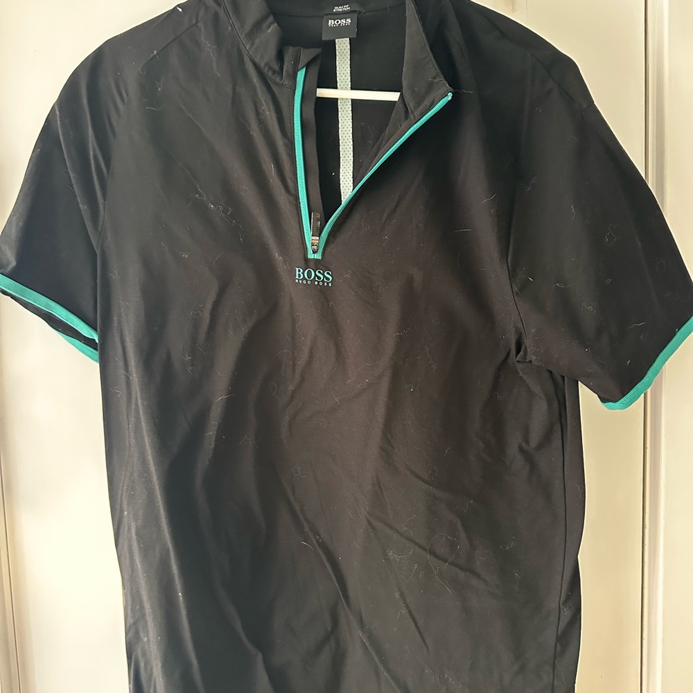 Boss Black Polo Shirt with Teal Highlights